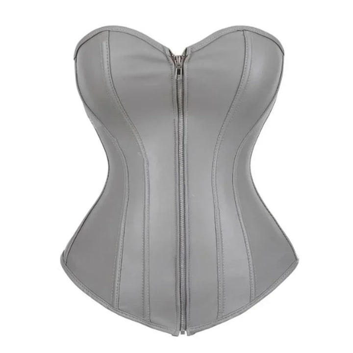 Minimalist steampunk Corset With a Zipper  Gray