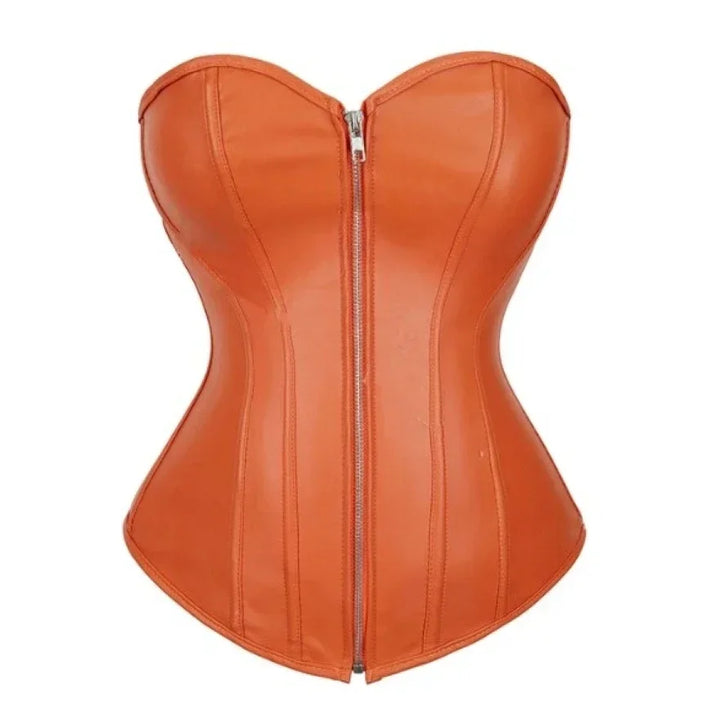 Minimalist steampunk Corset With a Zipper Orange