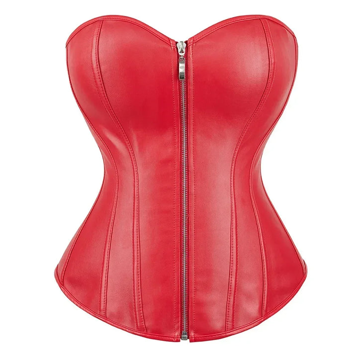 Minimalist steampunk Corset With a Zipper Red