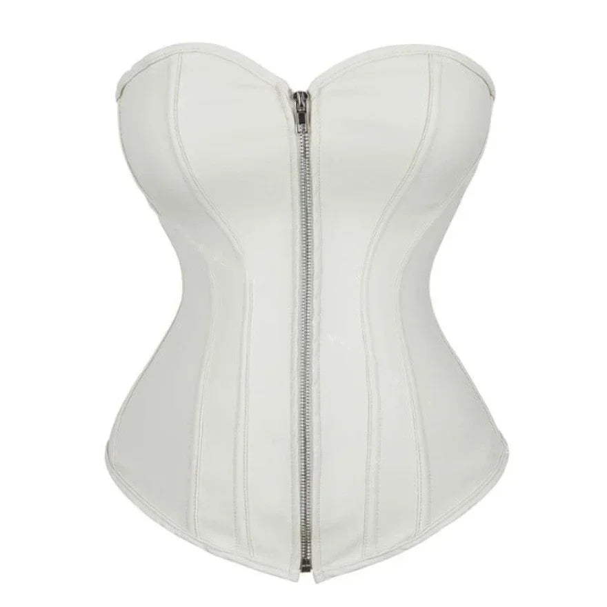 Minimalist steampunk Corset With a Zipper White
