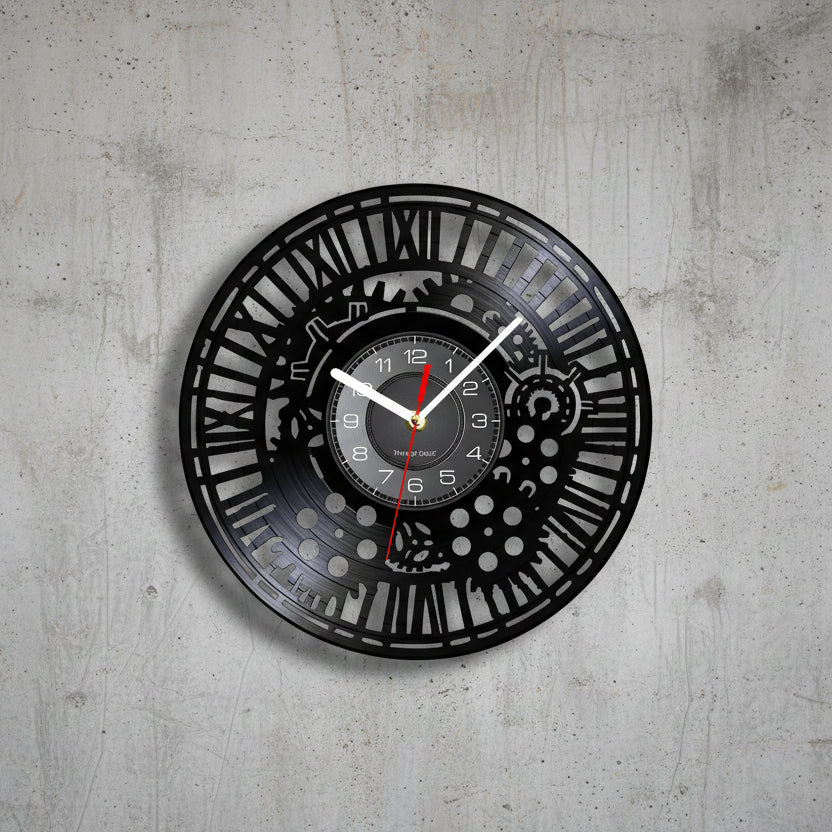 Modern Vinyl Record Steampunk Clock