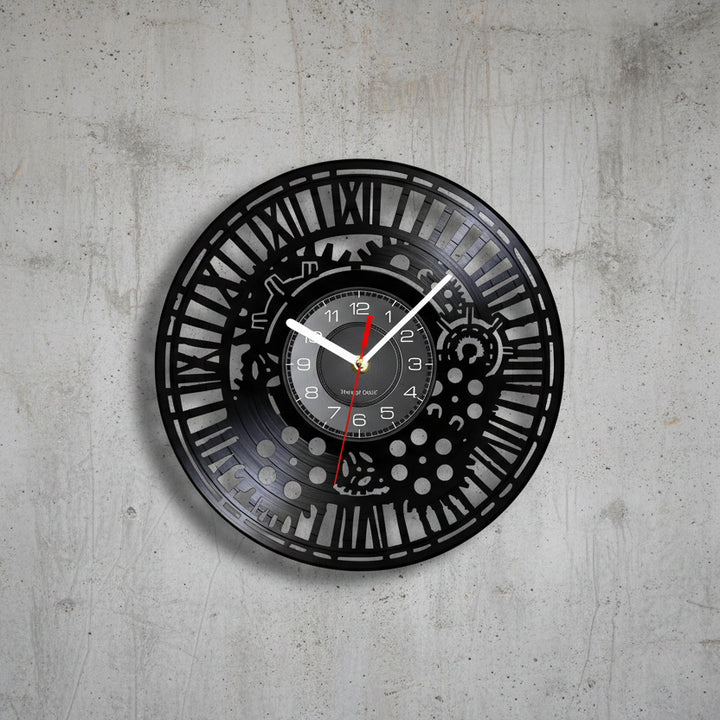Modern Vinyl Record Steampunk Clock