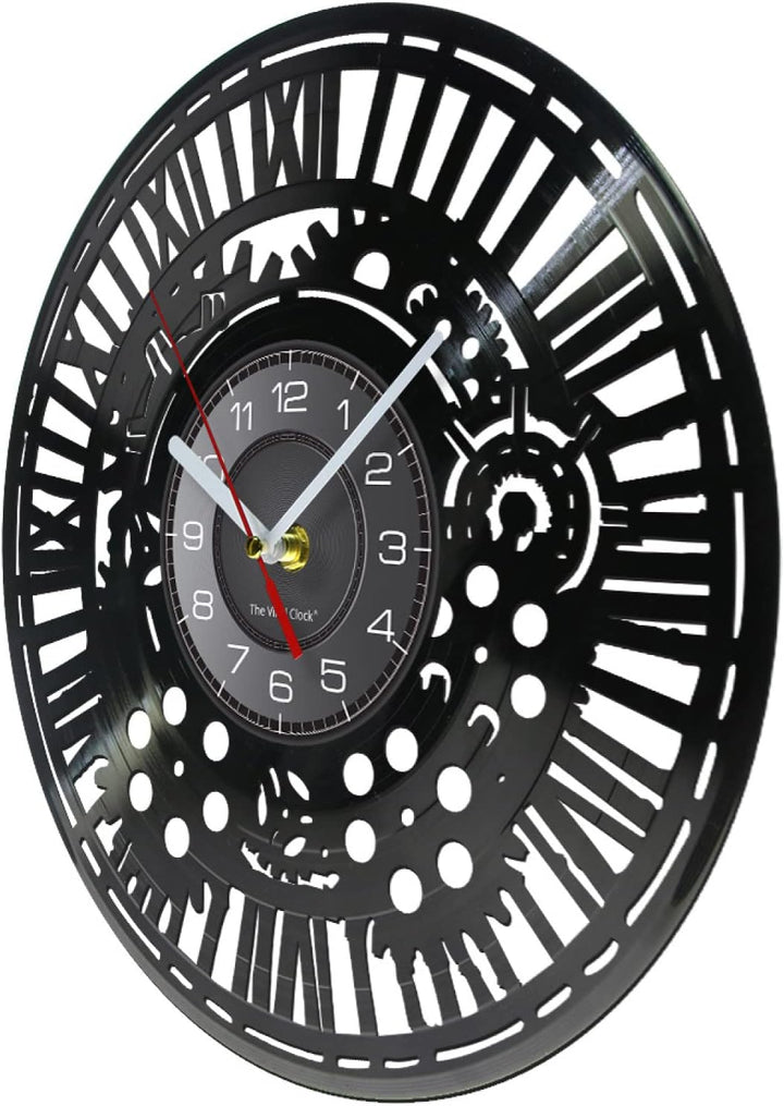 Modern Vinyl Record Steampunk Clock tendance