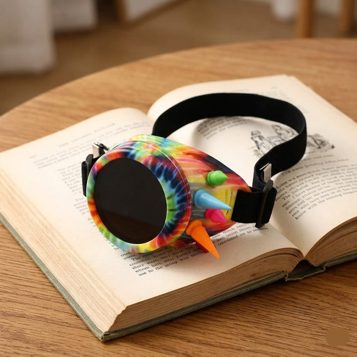 Multicolored Steampunk Goggles One-Eyed
