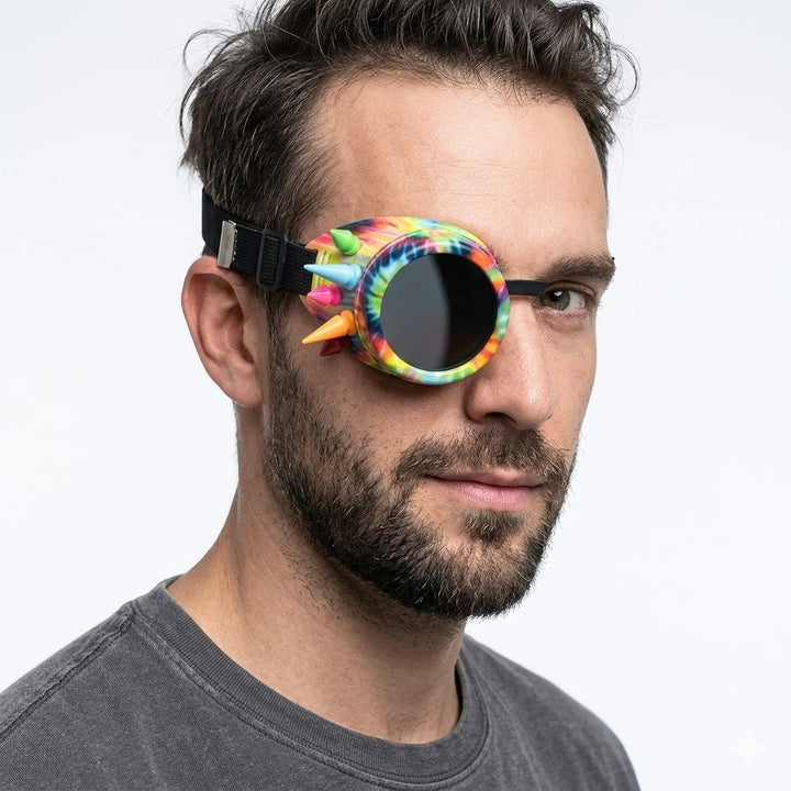 Multicolored Steampunk Goggles One-Eyed tendance
