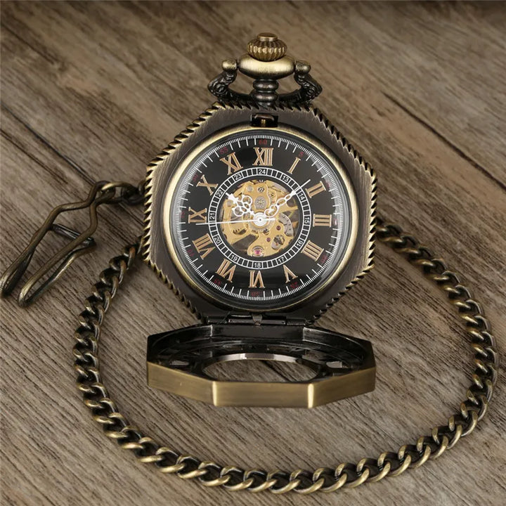 Octagonal Steampunk Pocket Watch mechanical