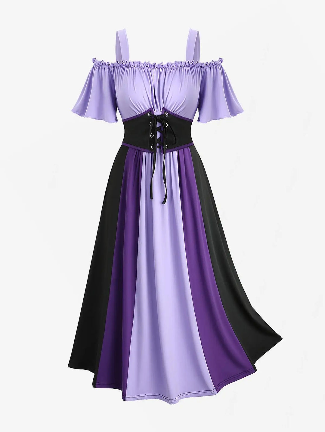 Off-the-Shoulder Steampunk Corset Dress purple