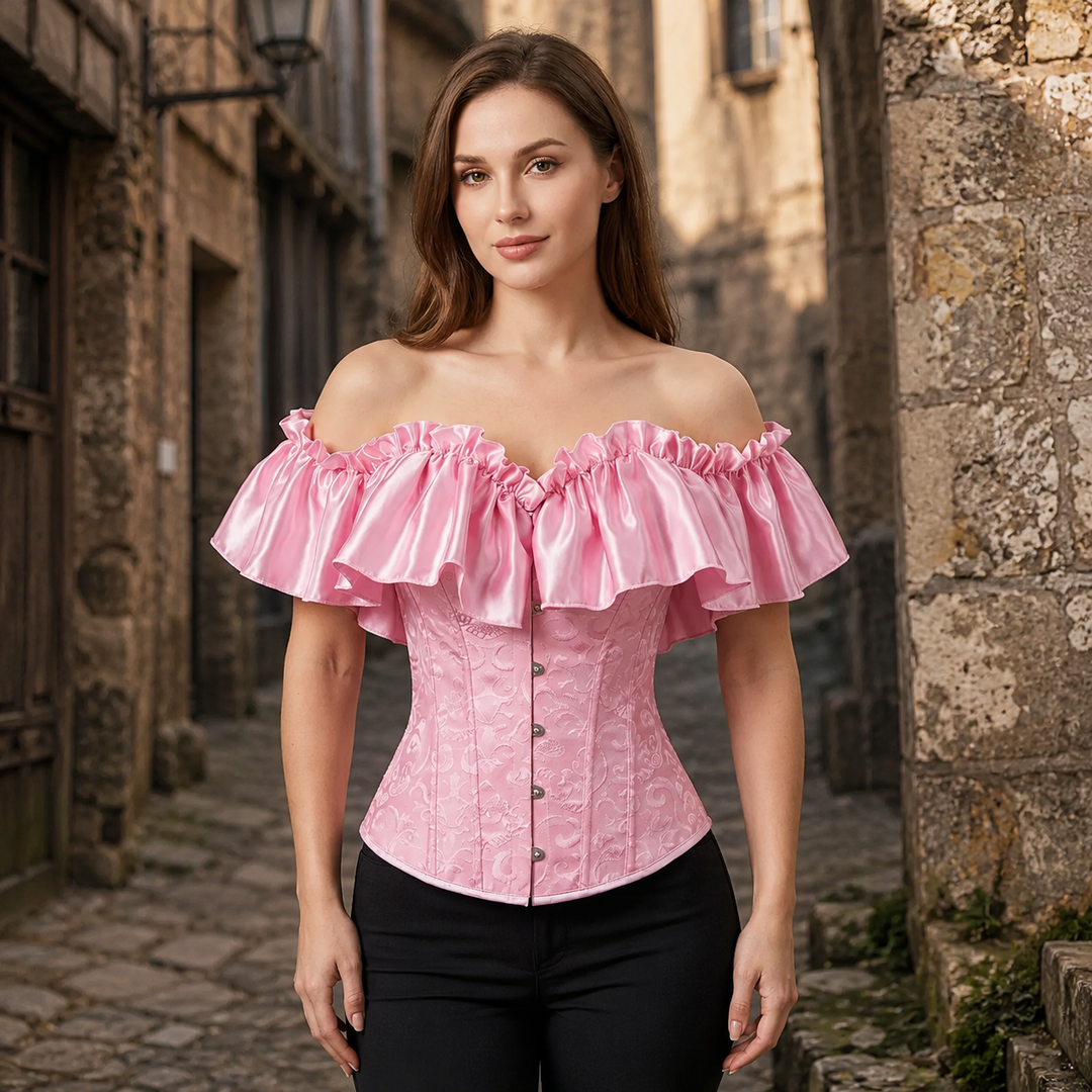 Off-the-shoulder Steampunk Ruffled Corset