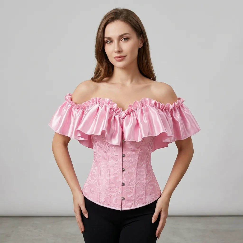 Off-the-shoulder Steampunk Ruffled Corset