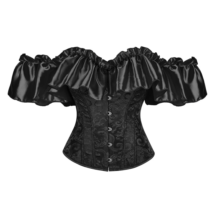 Off-the-shoulder Steampunk Ruffled Corset Black