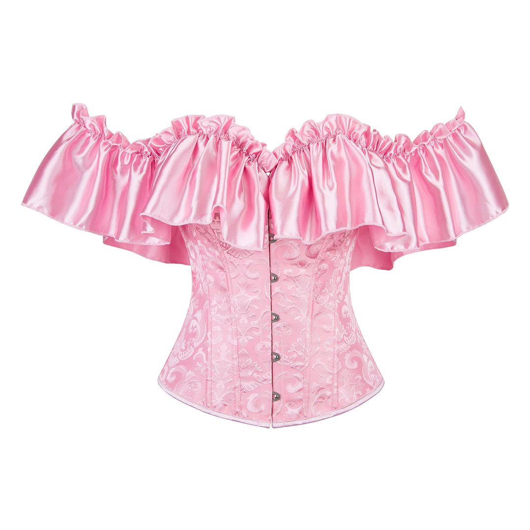 Off-the-shoulder Steampunk Ruffled Corset Pink