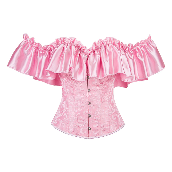 Off-the-shoulder Steampunk Ruffled Corset Pink