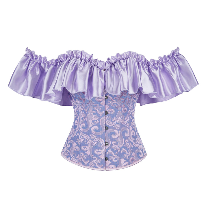 Off-the-shoulder Steampunk Ruffled Corset Purple