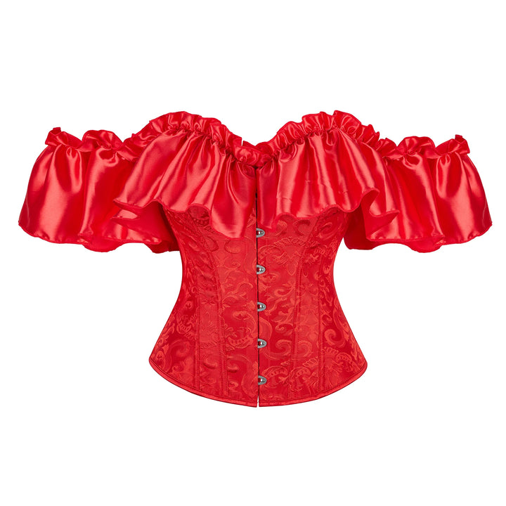 Off-the-shoulder Steampunk Ruffled Corset Red