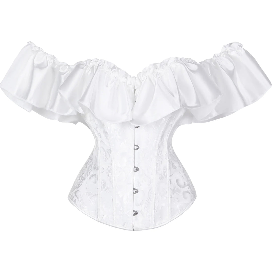 Off-the-shoulder Steampunk Ruffled Corset White