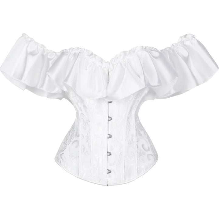 Off-the-shoulder Steampunk Ruffled Corset White