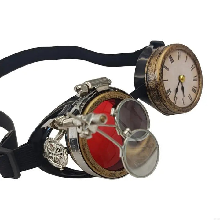 Original Steampunk Goggles with Clock Red
