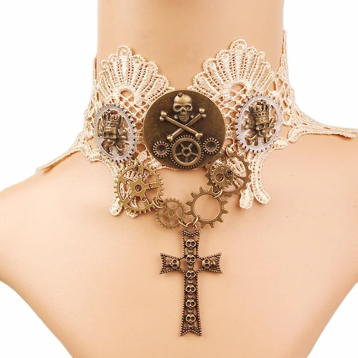 Original Steampunk Necklace With Cross quality