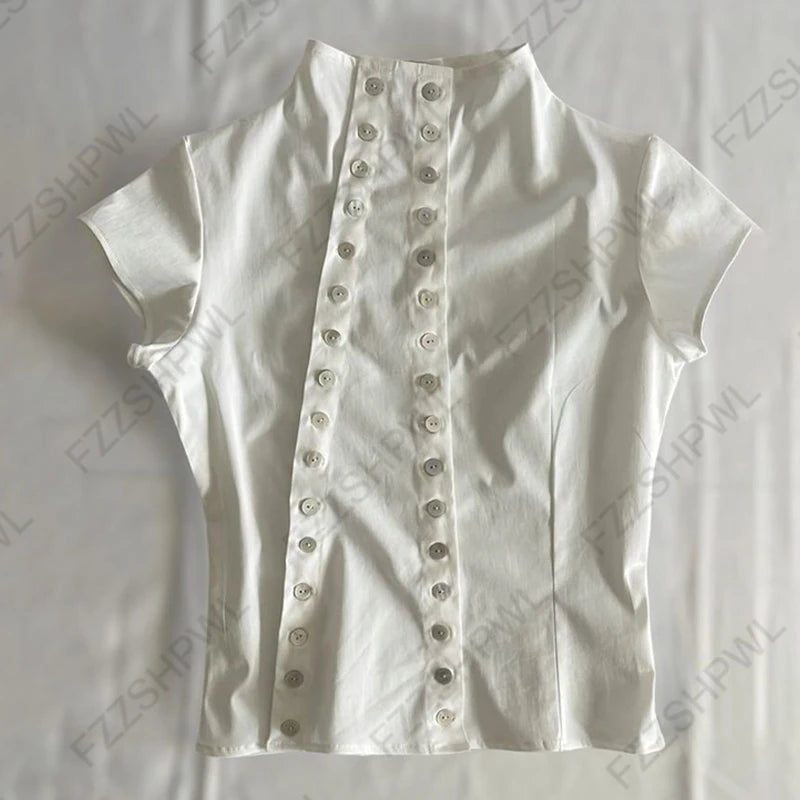 Original Steampunk Short-Sleeved Shirt White