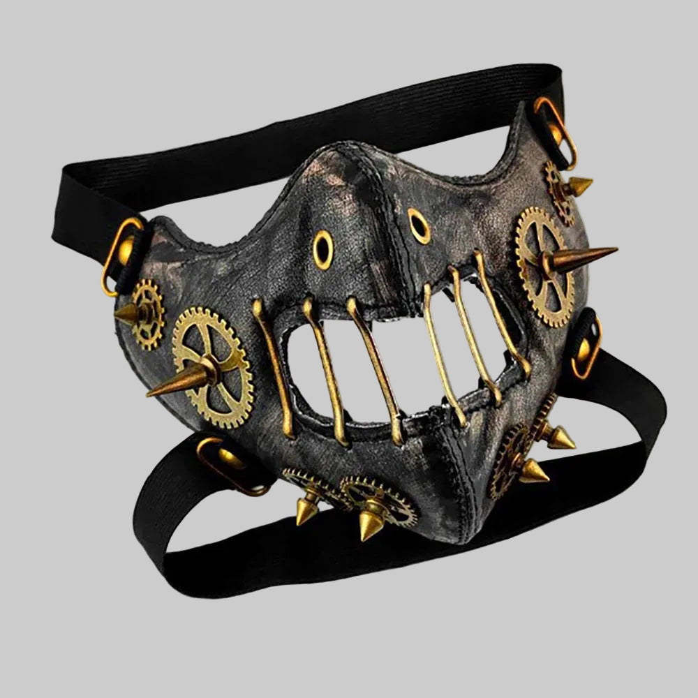 PU Steampunk Mask With Spiked Gears