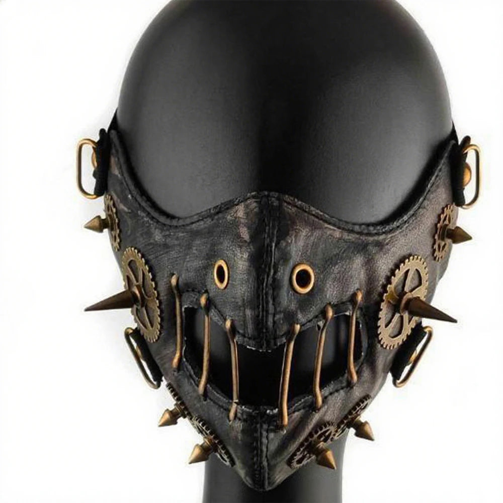 PU Steampunk Mask With Spiked Gears chic