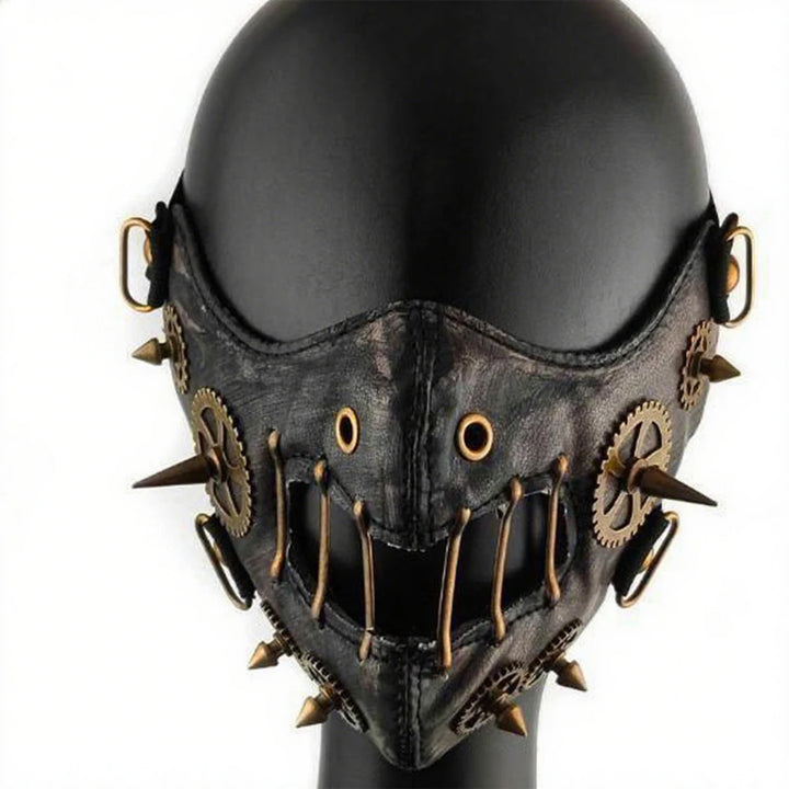 PU Steampunk Mask With Spiked Gears chic