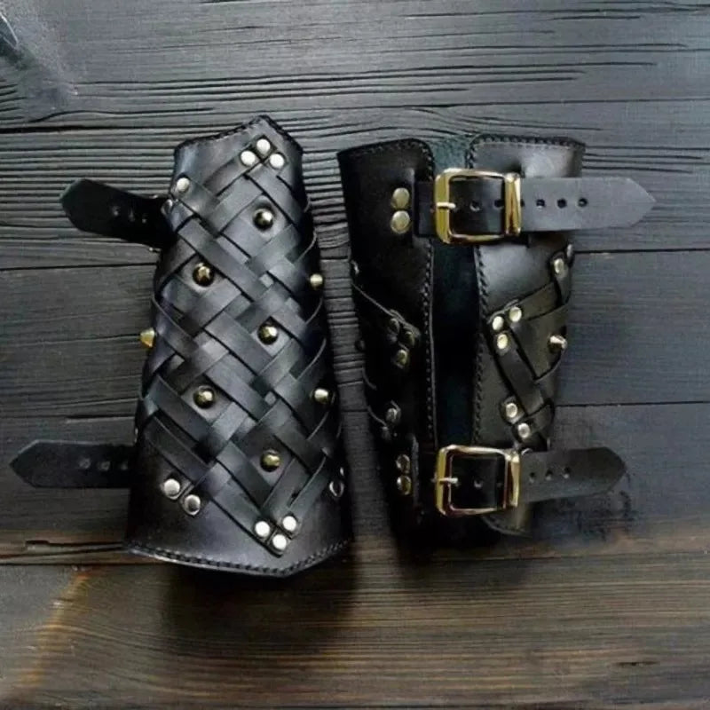 Pair Of Adjustable Leather Steampunk Armbands