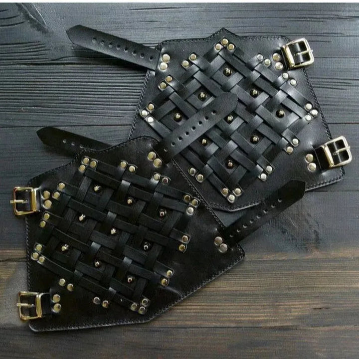 Pair Of Adjustable Leather Steampunk Armbands chic
