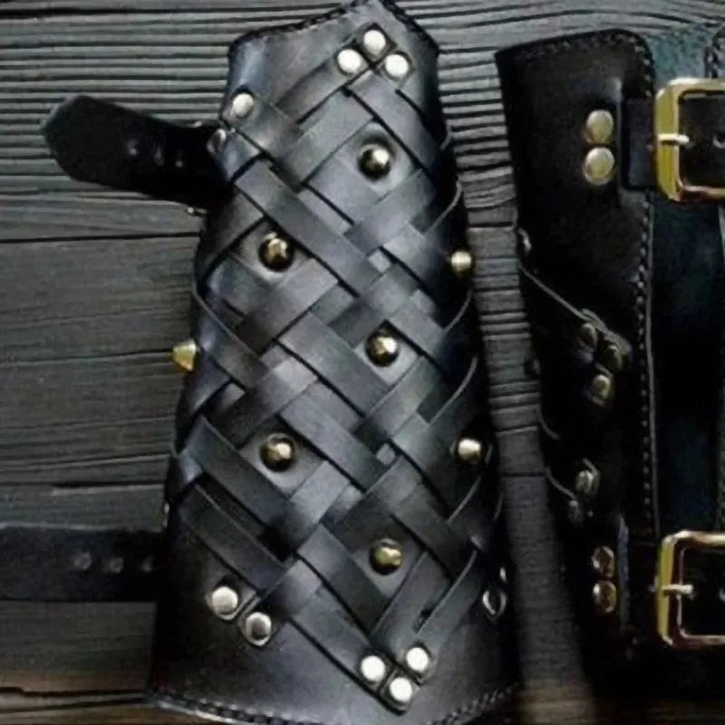 Pair Of Adjustable Leather Steampunk Armbands elegant