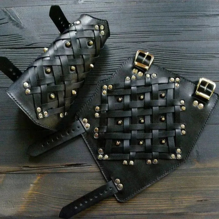 Pair Of Adjustable Leather Steampunk Armbands fashion
