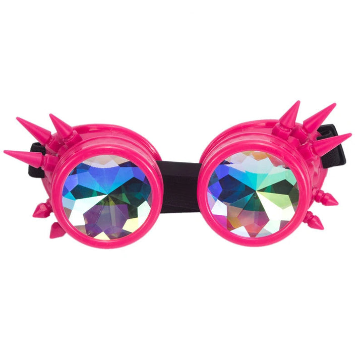 Pink Steampunk Goggles With Rainbow-Colored Glasses Lenses fashion