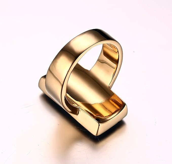 Polished Gold Steampunk Ring With Stone chic