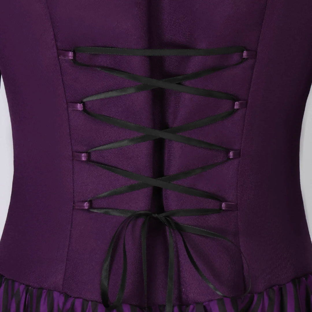 Purple Striped Maxi Steampunk Coat bold