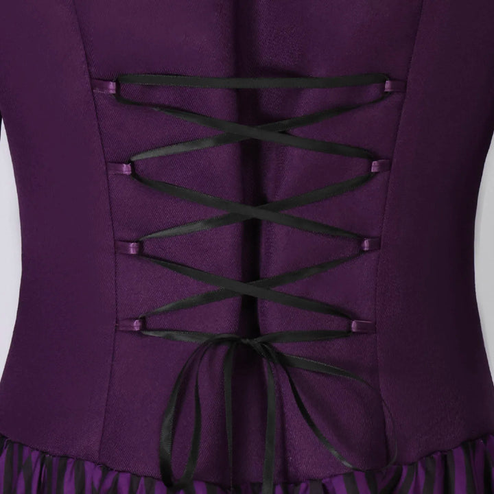 Purple Striped Maxi Steampunk Coat bold