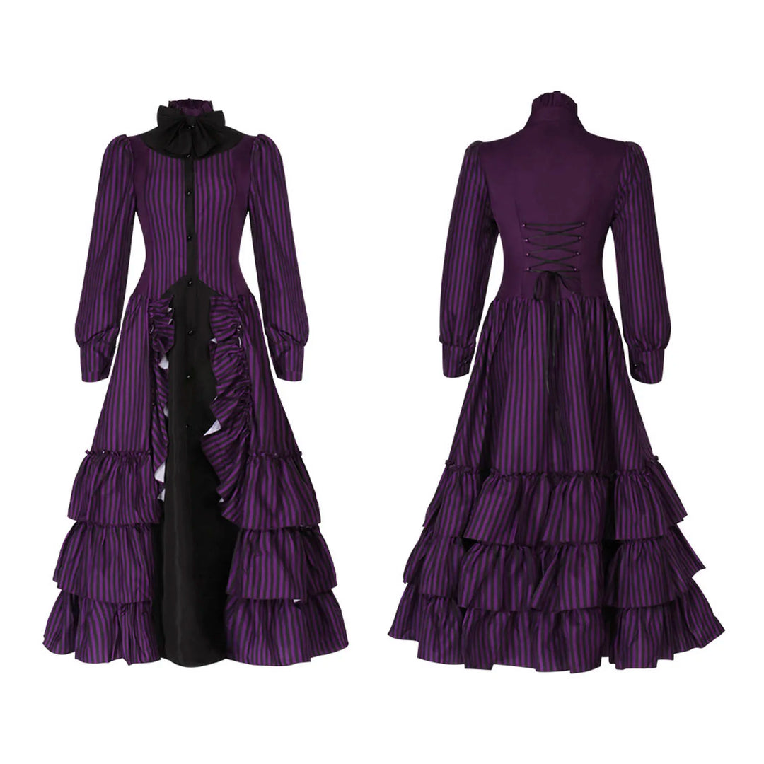 Purple Striped Maxi Steampunk Coat vintage