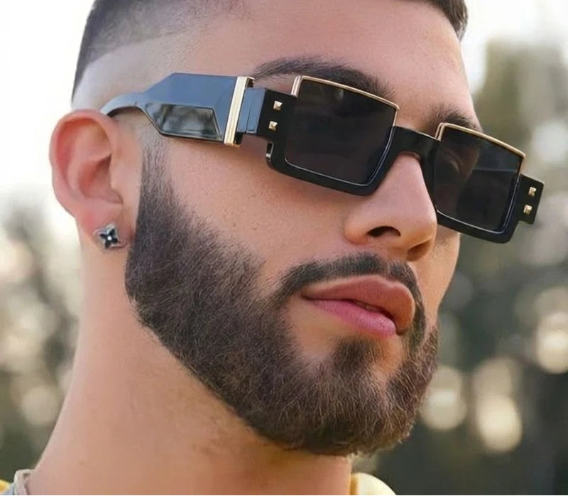 Rectangular Steampunk Sunglasses UV400 functional