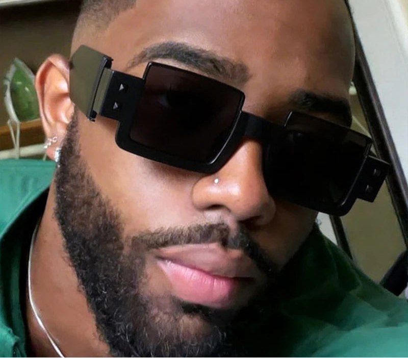 Rectangular Steampunk Sunglasses UV400 sleek