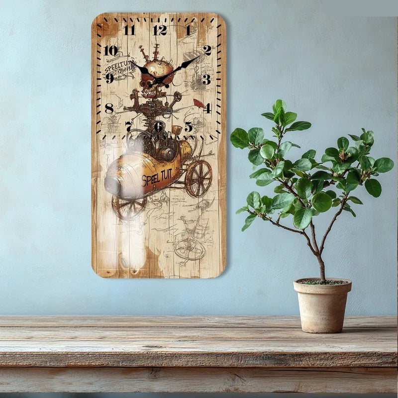 Rectangular Wooden Steampunk Clock