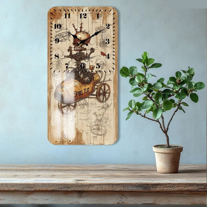Rectangular Wooden Steampunk Clock
