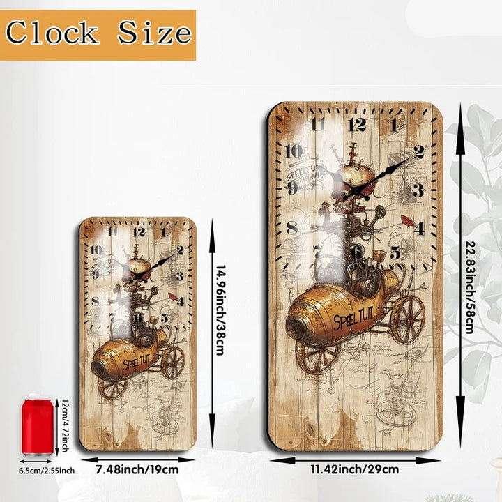 Rectangular Wooden Steampunk Clock elegant