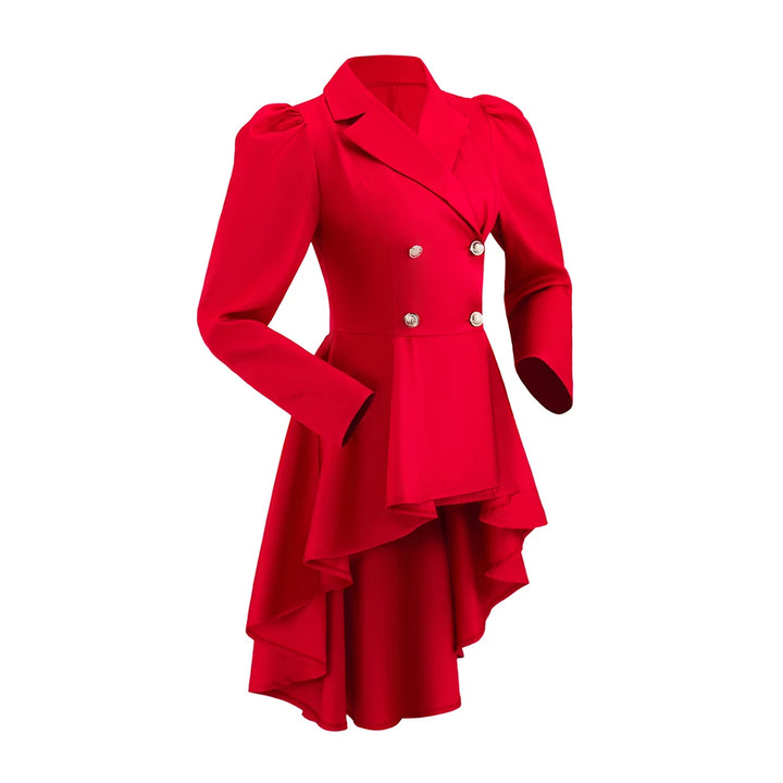 Red Asymmetrical Retro Steampunk Coat Unique