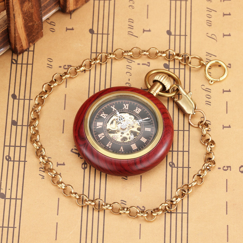 Red Mechanical Pocket Watch Steampunk fashion
