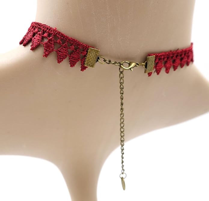 Red Steampunk Choker Necklace chic