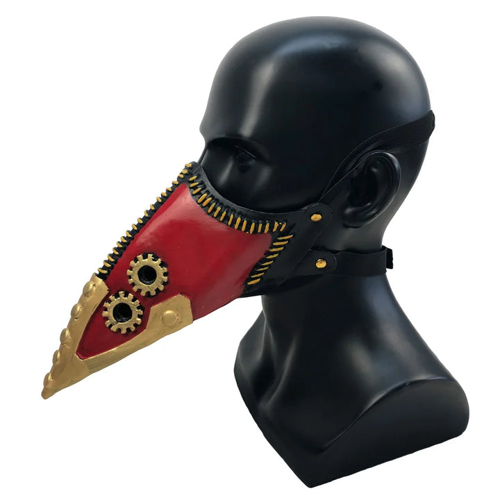 Red Steampunk Plague Doctor Mask elegant