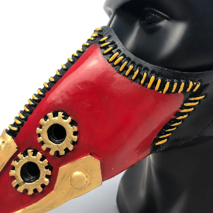 Red Steampunk Plague Doctor Mask quality
