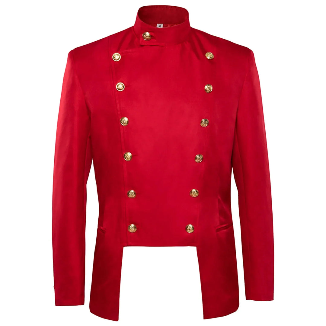 Red vintage Victorian steampunk jacket with ornate details