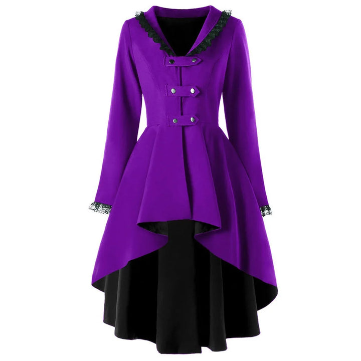 Refined Gothic Steampunk Coat Purple