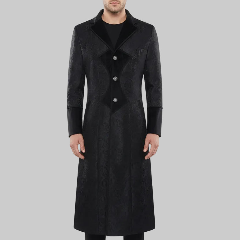 Refined Medieval Jacquard Steampunk Coat