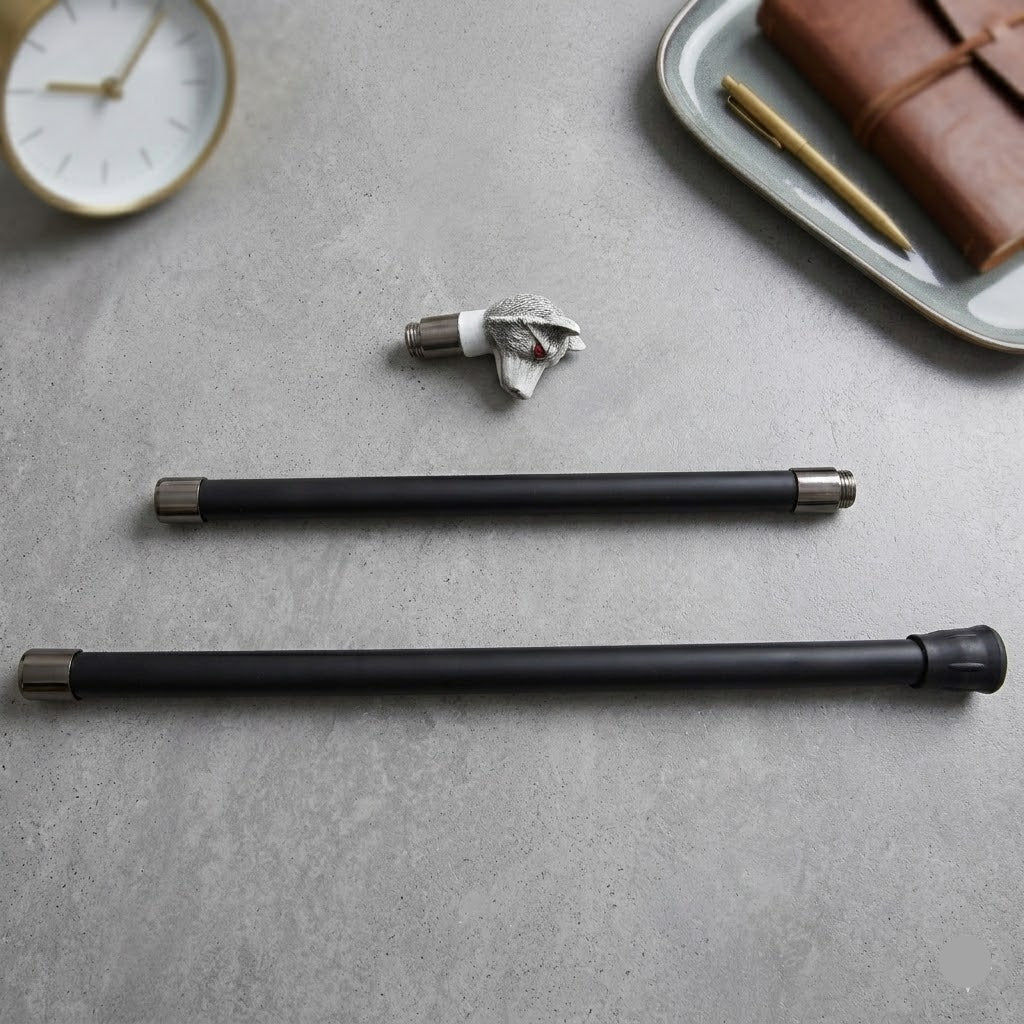 Resin Steampunk Wolf Cane silver