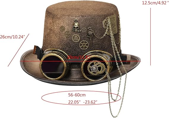 Retro Brown Steampunk Hat detail